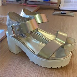 gold Steve Madden sandal block heel